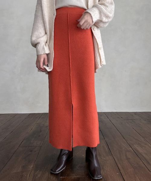 hellam（へラム）の「前後２WAYスリットスカート（スカート・レディース・アイボリー/ブラック/杢グレー/オレンジ/モカ・FREE）」の5枚目の写真