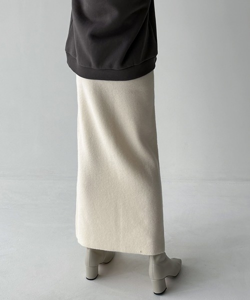 hellam（へラム）の「前後２WAYスリットスカート（スカート・レディース・アイボリー/ブラック/杢グレー/オレンジ/モカ・FREE）」の10枚目の写真