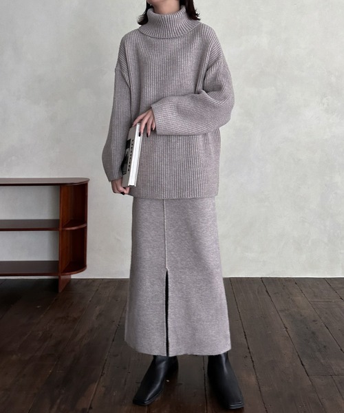 hellam（へラム）の「前後２WAYスリットスカート（スカート・レディース・アイボリー/ブラック/杢グレー/オレンジ/モカ・FREE）」の14枚目の写真