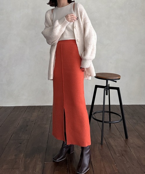 hellam（へラム）の「前後２WAYスリットスカート（スカート・レディース・アイボリー/ブラック/杢グレー/オレンジ/モカ・FREE）」の19枚目の写真