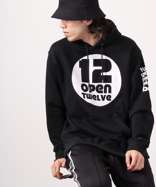 FUNALIVE(ファンアライブ)の「open twelve ヘビーウェイト裏毛 プルパーカー ロゴプリント(スウェット・メンズ・ブラック/ミント/ホワイト/ピンク・L/M)」の8枚目の写真