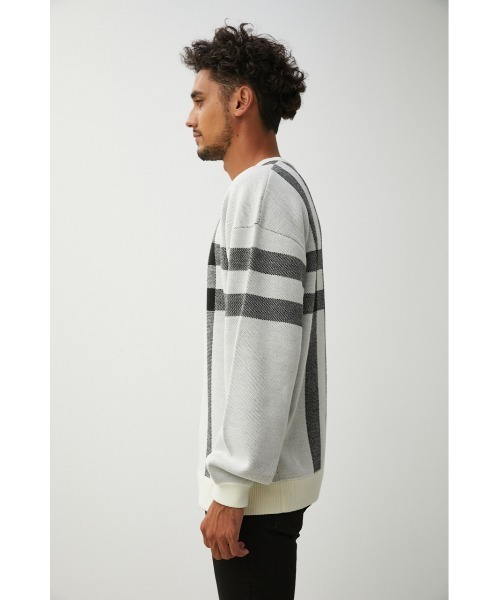 AZUL by moussy(アズールバイマウジー)の「BIG CHECK JACQUARD KNIT/ビッグチェックジャガードニット(ニット/セーター・メンズ・ホワイト系その他/ブラック系その他/ブラウン系その他・MEDIUM/LARGE)」の8枚目の写真