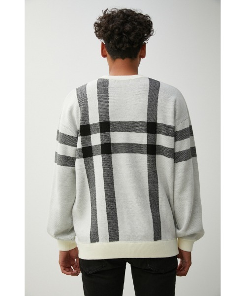 AZUL by moussy(アズールバイマウジー)の「BIG CHECK JACQUARD KNIT/ビッグチェックジャガードニット(ニット/セーター・メンズ・ホワイト系その他/ブラック系その他/ブラウン系その他・MEDIUM/LARGE)」の9枚目の写真