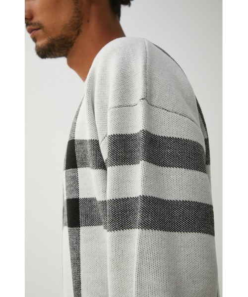 AZUL by moussy(アズールバイマウジー)の「BIG CHECK JACQUARD KNIT/ビッグチェックジャガードニット(ニット/セーター・メンズ・ホワイト系その他/ブラック系その他/ブラウン系その他・MEDIUM/LARGE)」の11枚目の写真
