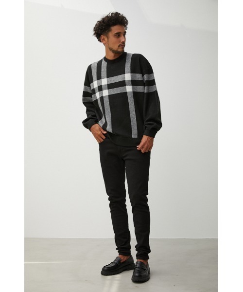AZUL by moussy(アズールバイマウジー)の「BIG CHECK JACQUARD KNIT/ビッグチェックジャガードニット(ニット/セーター・メンズ・ホワイト系その他/ブラック系その他/ブラウン系その他・MEDIUM/LARGE)」の15枚目の写真