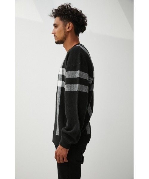AZUL by moussy(アズールバイマウジー)の「BIG CHECK JACQUARD KNIT/ビッグチェックジャガードニット(ニット/セーター・メンズ・ホワイト系その他/ブラック系その他/ブラウン系その他・MEDIUM/LARGE)」の17枚目の写真