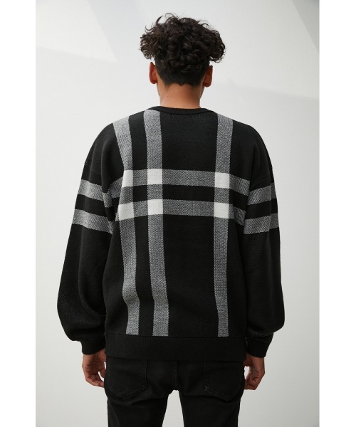 AZUL by moussy(アズールバイマウジー)の「BIG CHECK JACQUARD KNIT/ビッグチェックジャガードニット(ニット/セーター・メンズ・ホワイト系その他/ブラック系その他/ブラウン系その他・MEDIUM/LARGE)」の18枚目の写真