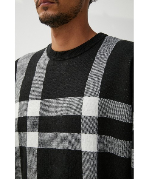 AZUL by moussy(アズールバイマウジー)の「BIG CHECK JACQUARD KNIT/ビッグチェックジャガードニット(ニット/セーター・メンズ・ホワイト系その他/ブラック系その他/ブラウン系その他・MEDIUM/LARGE)」の19枚目の写真