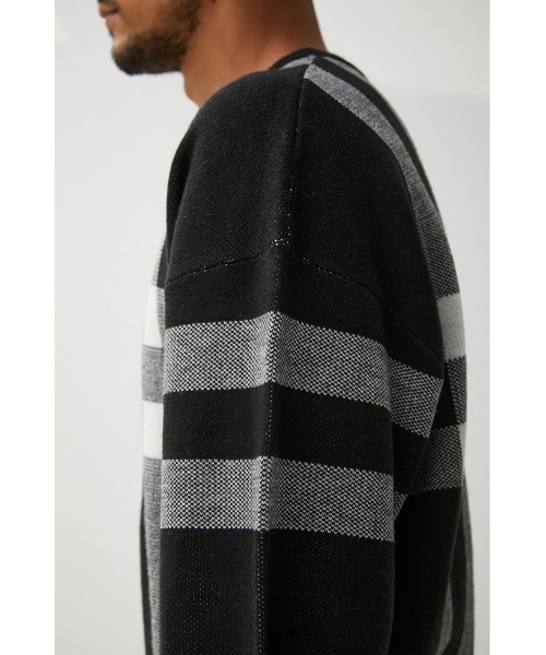 AZUL by moussy(アズールバイマウジー)の「BIG CHECK JACQUARD KNIT/ビッグチェックジャガードニット(ニット/セーター・メンズ・ホワイト系その他/ブラック系その他/ブラウン系その他・MEDIUM/LARGE)」の20枚目の写真