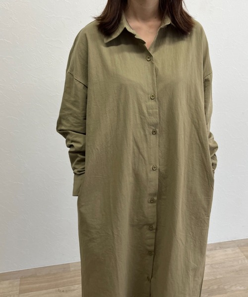 ISOOK(アイスー)の「【ZOZO限定】Long shirt one-piece / ロングシャツワンピース(シャツワンピース・レディース・カーキ/ベージュ・FREE)」の15枚目の写真