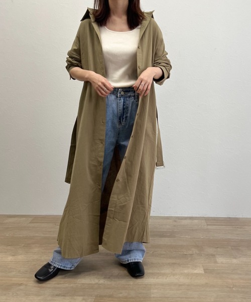 ISOOK(アイスー)の「【ZOZO限定】Long shirt one-piece / ロングシャツワンピース(シャツワンピース・レディース・カーキ/ベージュ・FREE)」の4枚目の写真