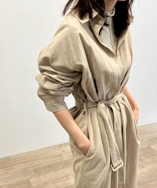 ISOOK(アイスー)の「【ZOZO限定】Long shirt one-piece / ロングシャツワンピース(シャツワンピース・レディース・カーキ/ベージュ・FREE)」の18枚目の写真