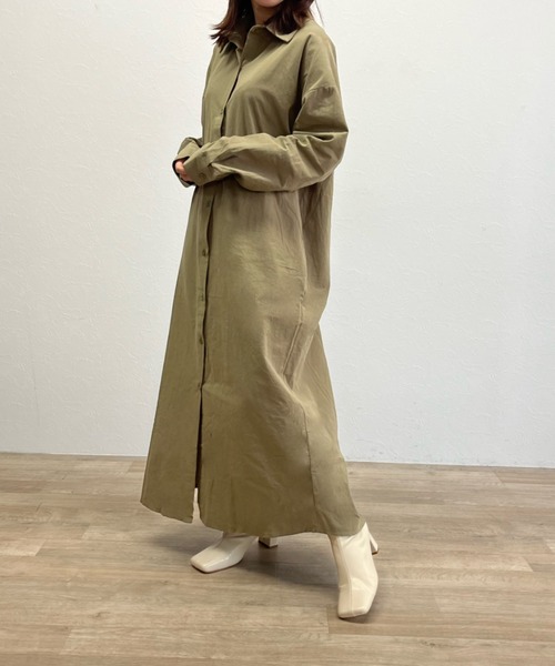 ISOOK(アイスー)の「【ZOZO限定】Long shirt one-piece / ロングシャツワンピース(シャツワンピース・レディース・カーキ/ベージュ・FREE)」の13枚目の写真