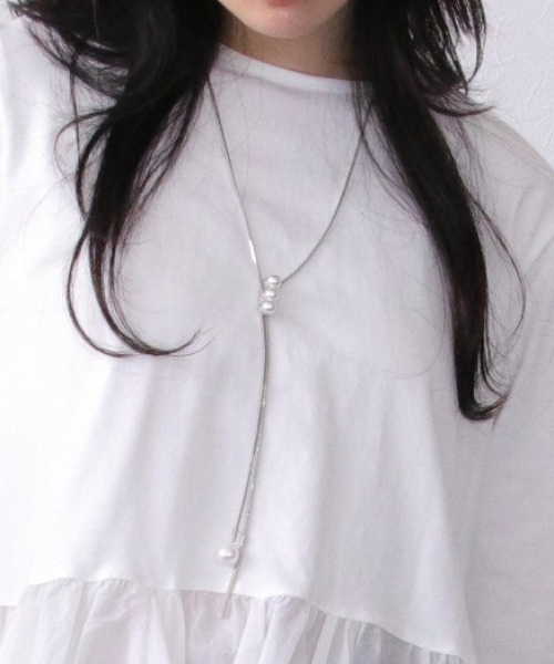 Three Four Time（ｽﾘｰﾌｫｰﾀｲﾑ）の「パールスライドネックレス【結婚式/入卒/フォーマル/デイリー】（ネックレス・レディース・シルバー/ゴールド・FREE）」の7枚目の写真
