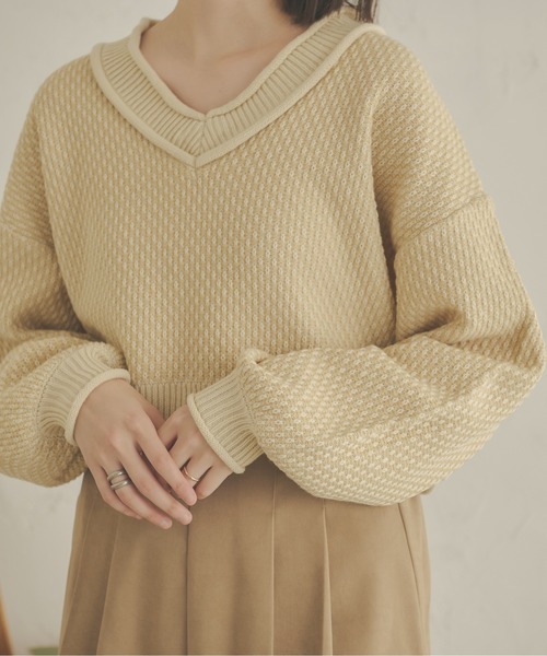 Ambre Neige(アンブルネージュ)の「ジャガードショート丈ニット/【WEB/EC限定商品】(ニット/セーター・レディース・アイボリー/マスタード/モカ・FREE)」の17枚目の写真