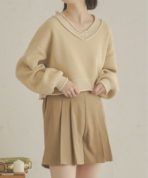 Ambre Neige(アンブルネージュ)の「ジャガードショート丈ニット/【WEB/EC限定商品】(ニット/セーター・レディース・アイボリー/マスタード/モカ・FREE)」の19枚目の写真