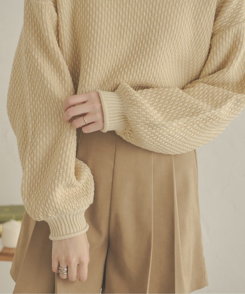 Ambre Neige(アンブルネージュ)の「ジャガードショート丈ニット/【WEB/EC限定商品】(ニット/セーター・レディース・アイボリー/マスタード/モカ・FREE)」の18枚目の写真