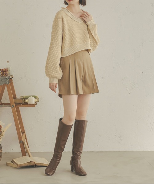 Ambre Neige(アンブルネージュ)の「ジャガードショート丈ニット/【WEB/EC限定商品】(ニット/セーター・レディース・アイボリー/マスタード/モカ・FREE)」の21枚目の写真