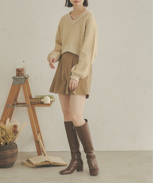 Ambre Neige(アンブルネージュ)の「ジャガードショート丈ニット/【WEB/EC限定商品】(ニット/セーター・レディース・アイボリー/マスタード/モカ・FREE)」の22枚目の写真