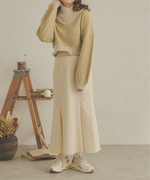 Ambre Neige(アンブルネージュ)の「ジャガードショート丈ニット/【WEB/EC限定商品】(ニット/セーター・レディース・アイボリー/マスタード/モカ・FREE)」の5枚目の写真
