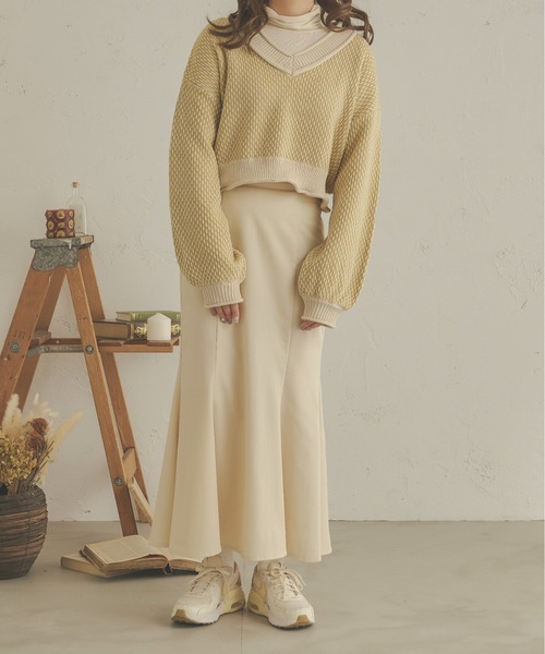 Ambre Neige(アンブルネージュ)の「ジャガードショート丈ニット/【WEB/EC限定商品】(ニット/セーター・レディース・アイボリー/マスタード/モカ・FREE)」の6枚目の写真