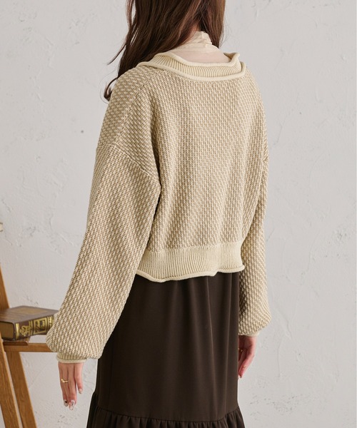 Ambre Neige(アンブルネージュ)の「ジャガードショート丈ニット/【WEB/EC限定商品】(ニット/セーター・レディース・アイボリー/マスタード/モカ・FREE)」の11枚目の写真