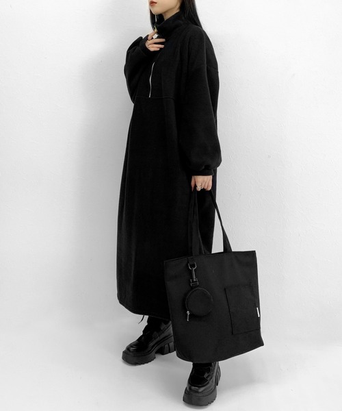 Point color half zip fleece one-piece / ポイントカラーハーフジップ