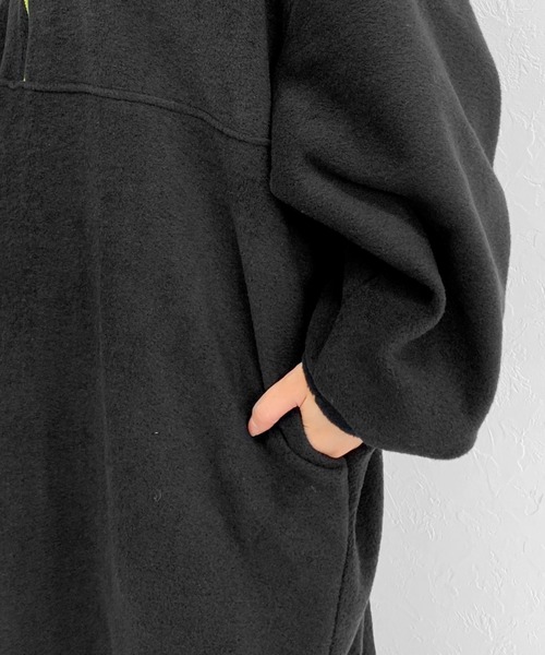 LVEU.（ラブユ.）の「Point color half zip fleece one-piece / ポイントカラーハーフジップフリースワンピース（ワンピース・レディース・ブラック・FREE）」の10枚目の写真