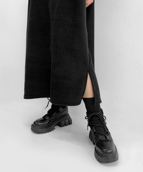 LVEU.（ラブユ.）の「Point color half zip fleece one-piece / ポイントカラーハーフジップフリースワンピース（ワンピース・レディース・ブラック・FREE）」の11枚目の写真