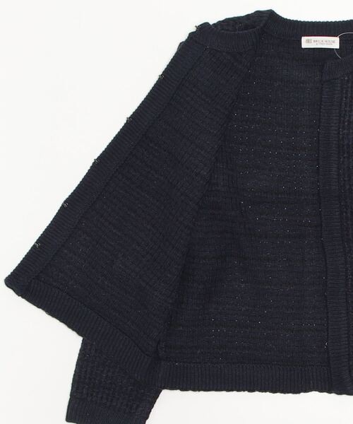 TOKYO SHIRTS（トウキョウシャツ）の「ツィード風ニットジャケット（ノーカラージャケット・レディース・ホワイト×グレー/ネイビー・M/L）」の4枚目の写真