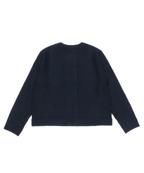 TOKYO SHIRTS（トウキョウシャツ）の「ツィード風ニットジャケット（ノーカラージャケット・レディース・ホワイト×グレー/ネイビー・M/L）」の3枚目の写真