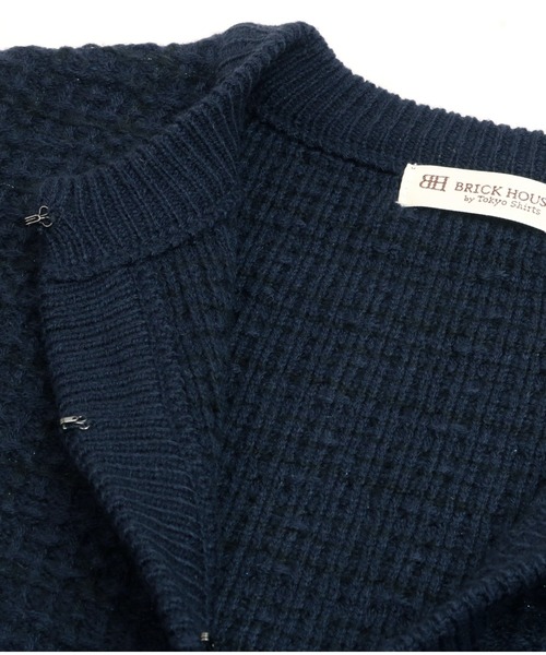 TOKYO SHIRTS（トウキョウシャツ）の「ツィード風ニットジャケット（ノーカラージャケット・レディース・ホワイト×グレー/ネイビー・M/L）」の5枚目の写真