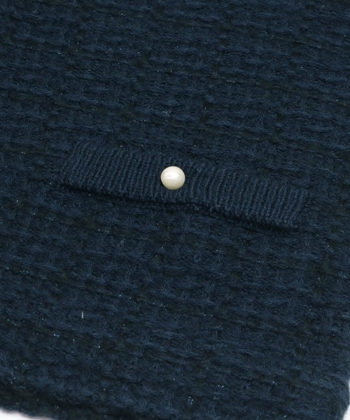 TOKYO SHIRTS（トウキョウシャツ）の「ツィード風ニットジャケット（ノーカラージャケット・レディース・ホワイト×グレー/ネイビー・M/L）」の6枚目の写真