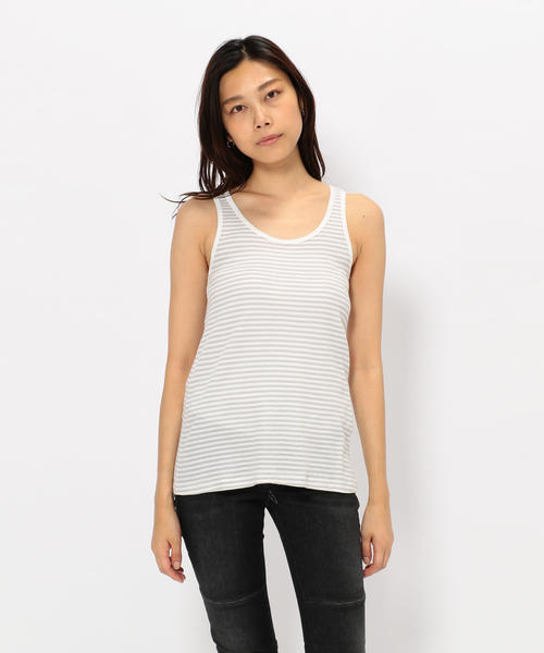 B'2nd(ビーセカンド)の「LUVA TRAM (ルーバトラム) ボーダーテレコタンクトップ(タンクトップ・レディース・ブルー/ネイビー/シルバー/ブラック/ベージュ/インディゴブルー・FREE)」の6枚目の写真