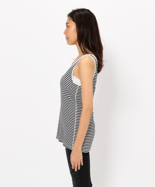 B'2nd(ビーセカンド)の「LUVA TRAM (ルーバトラム) ボーダーテレコタンクトップ(タンクトップ・レディース・ブルー/ネイビー/シルバー/ブラック/ベージュ/インディゴブルー・FREE)」の13枚目の写真