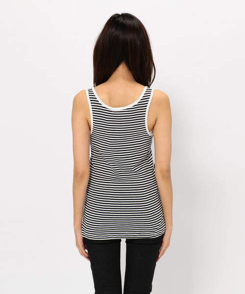 B'2nd(ビーセカンド)の「LUVA TRAM (ルーバトラム) ボーダーテレコタンクトップ(タンクトップ・レディース・ブルー/ネイビー/シルバー/ブラック/ベージュ/インディゴブルー・FREE)」の12枚目の写真