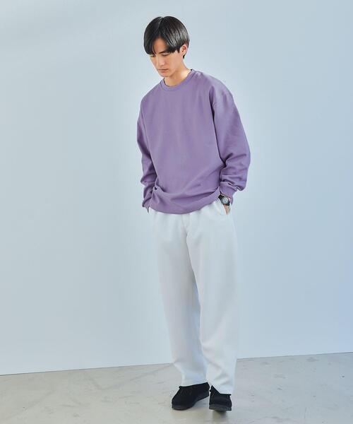 green label relaxing（グリーンレーベルリラクシング）の「GIZA ツイル クルーネック ロングスリーブ カットソー（Tシャツ/カットソー・メンズ・オフホワイト/ライラック/ブラック/ベージュ・S/M/L/XL）」の8枚目の写真