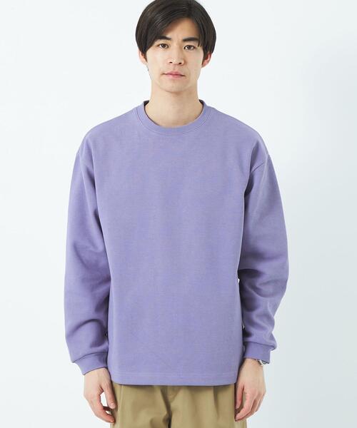 green label relaxing（グリーンレーベルリラクシング）の「GIZA ツイル クルーネック ロングスリーブ カットソー（Tシャツ/カットソー・メンズ・オフホワイト/ライラック/ブラック/ベージュ・S/M/L/XL）」の9枚目の写真