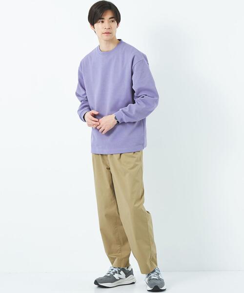 green label relaxing（グリーンレーベルリラクシング）の「GIZA ツイル クルーネック ロングスリーブ カットソー（Tシャツ/カットソー・メンズ・オフホワイト/ライラック/ブラック/ベージュ・S/M/L/XL）」の13枚目の写真