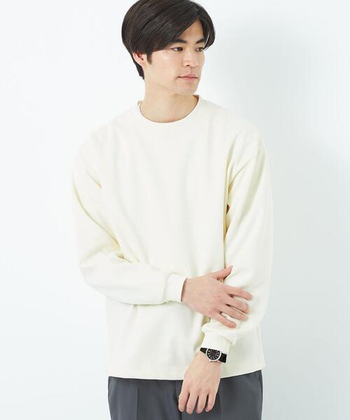 green label relaxing（グリーンレーベルリラクシング）の「GIZA ツイル クルーネック ロングスリーブ カットソー（Tシャツ/カットソー・メンズ・オフホワイト/ライラック/ブラック/ベージュ・S/M/L/XL）」の14枚目の写真