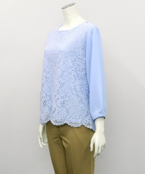 TOKYO SHIRTS(トウキョウシャツ)の「前身レース 七分袖ブラウス(シャツ/ブラウス・レディース・サックスブルー/ライトグリーン/アイボリー・M/L)」の16枚目の写真