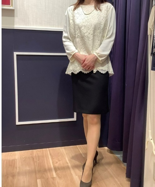 TOKYO SHIRTS(トウキョウシャツ)の「前身レース 七分袖ブラウス(シャツ/ブラウス・レディース・サックスブルー/ライトグリーン/アイボリー・M/L)」の18枚目の写真