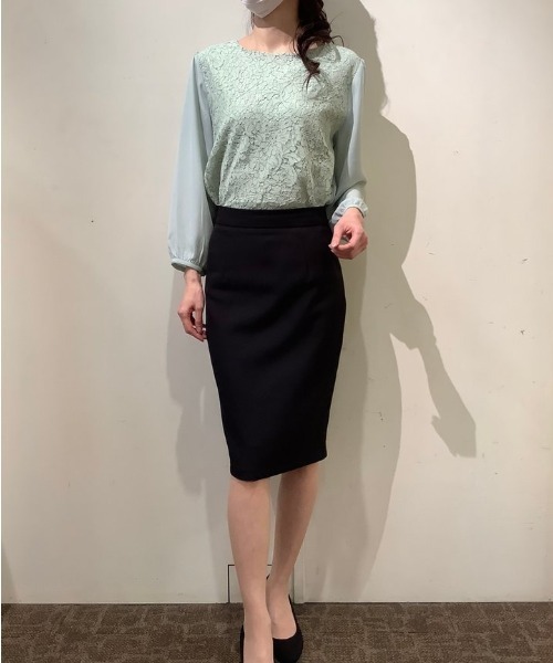 TOKYO SHIRTS(トウキョウシャツ)の「前身レース 七分袖ブラウス(シャツ/ブラウス・レディース・サックスブルー/ライトグリーン/アイボリー・M/L)」の6枚目の写真