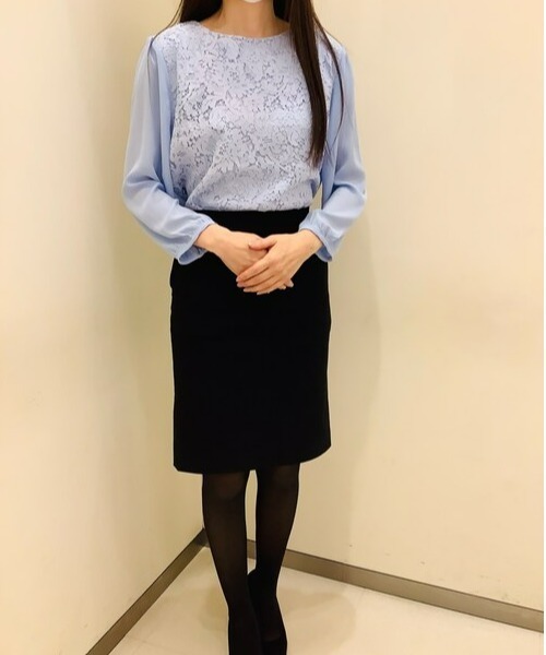 TOKYO SHIRTS(トウキョウシャツ)の「前身レース 七分袖ブラウス(シャツ/ブラウス・レディース・サックスブルー/ライトグリーン/アイボリー・M/L)」の8枚目の写真