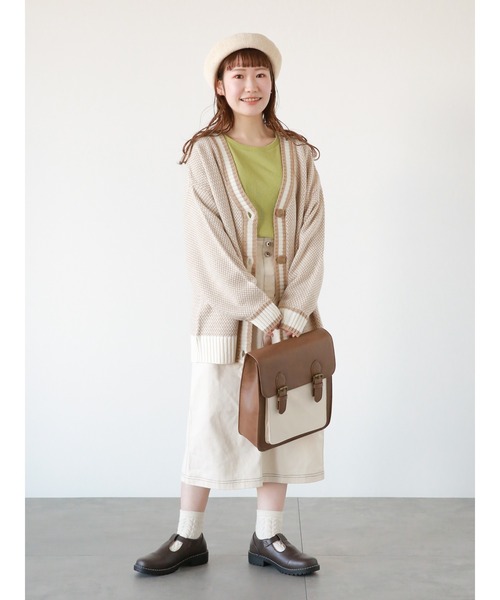 ehka sopo（エヘカソポ）の「テレコクルーネックカットソー（Tシャツ/カットソー・レディース・オフホワイト/グレー/キナリ/グリーン・ﾌﾘ-）」の8枚目の写真