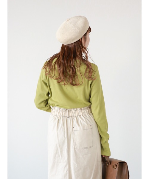 ehka sopo（エヘカソポ）の「テレコクルーネックカットソー（Tシャツ/カットソー・レディース・オフホワイト/グレー/キナリ/グリーン・ﾌﾘ-）」の5枚目の写真