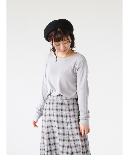 ehka sopo（エヘカソポ）の「テレコクルーネックカットソー（Tシャツ/カットソー・レディース・オフホワイト/グレー/キナリ/グリーン・ﾌﾘ-）」の16枚目の写真