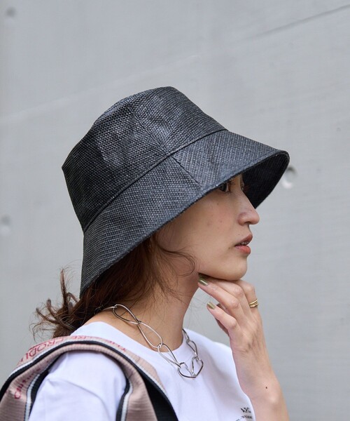 FREAK'S STORE（フリークスストア）の「Casselini/キャセリーニ 雑材バケットハット（ハット・レディース・ベージュ/ブラック・ONE SIZE）」の2枚目の写真
