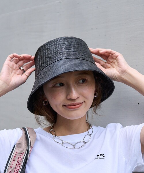 FREAK'S STORE（フリークスストア）の「Casselini/キャセリーニ 雑材バケットハット（ハット・レディース・ベージュ/ブラック・ONE SIZE）」の7枚目の写真