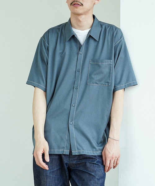 BEAMS（ビームス）の「BEAMS / ステッチ イージーフィット ミニレギュラーシャツ（シャツ/ブラウス・メンズ・ブラック/グレー・L/S/XL/M）」の2枚目の写真